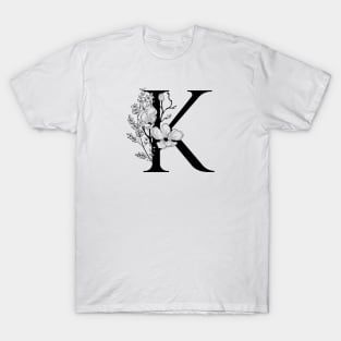 Letter K Monogram - Floral Initial T-Shirt